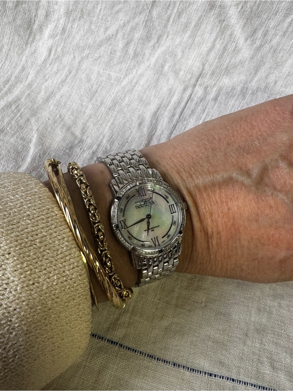 Invicta Quartz Stainless Steel with Crystal Accents Watch